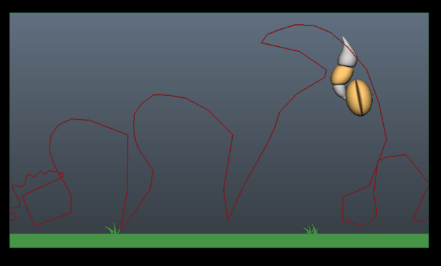 Tracking the tip of the tail shows a jagged motion path.